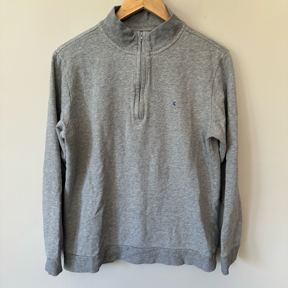Criquet Men’s Medium 1/4 Zip Pullover Grey with Blue Logo Golf Workwear